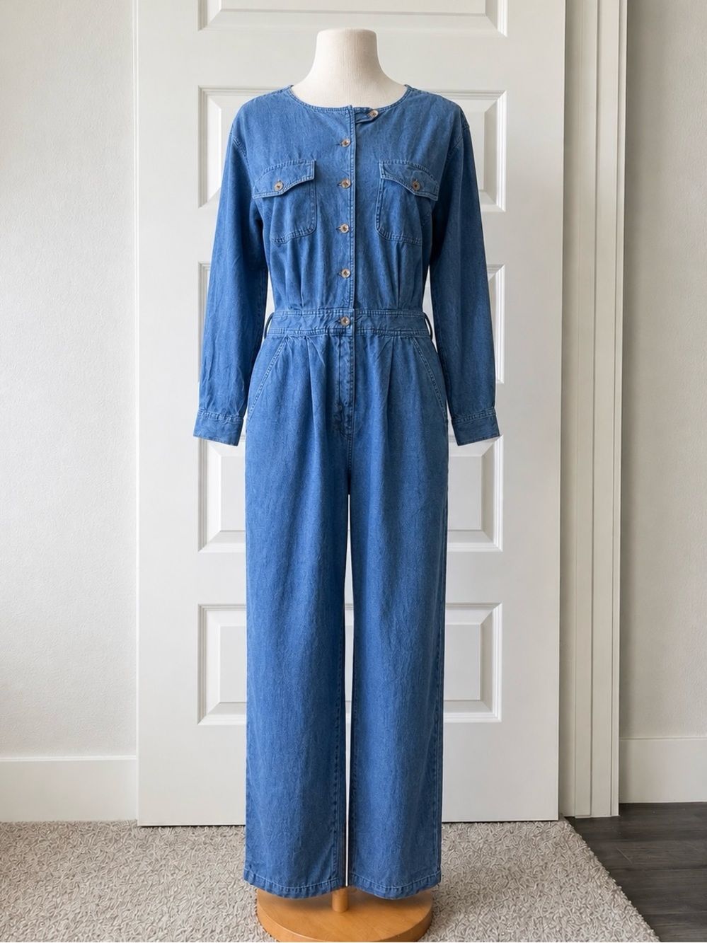 Vintage 80s 90s Sunbelt Denim Jumpsuit Blue 100% Cotton Utility Coveralls